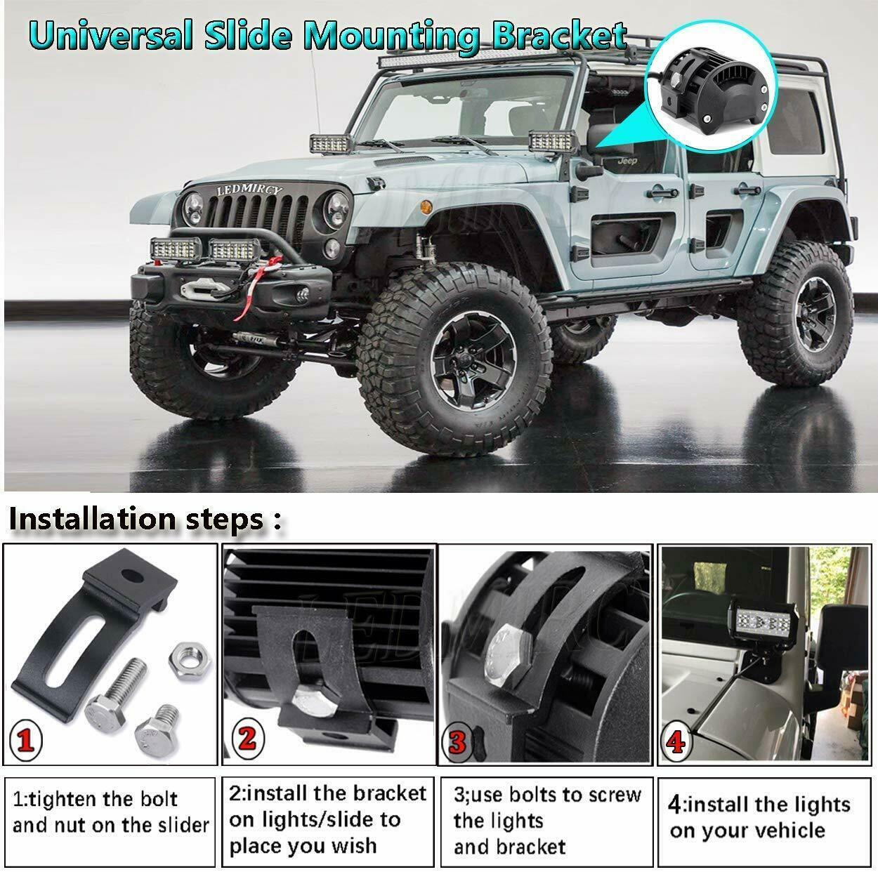 Universal LED Light Bar Mounting Brackets Set for Light Bar Driving Light Pods