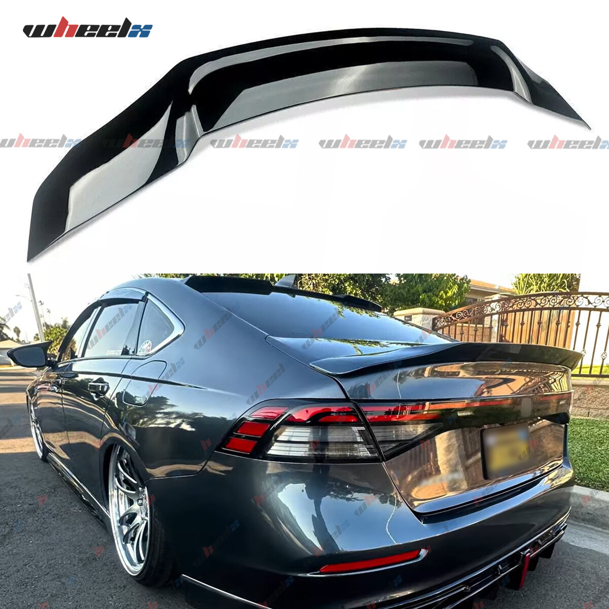 For 23-24 Honda Accord 11th Gen Glossy Black R Style Highkick Trunk Spoiler Wing