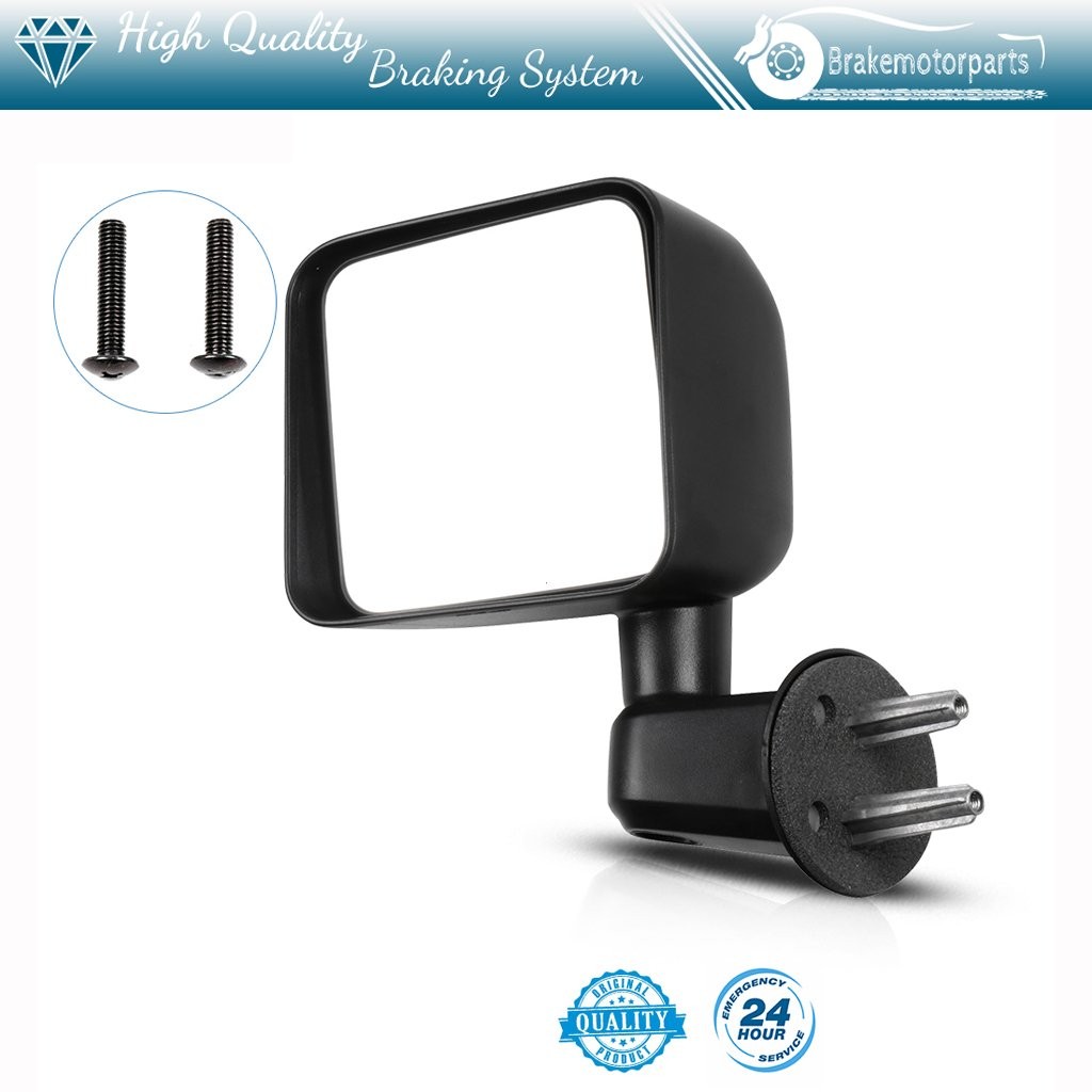 (Left) Black Manual Exterior Mirror For 2007-2017 Jeep Wrangler Manual Fold