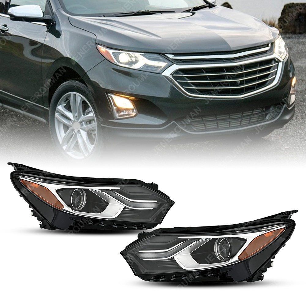 LH RH Pair Headlights For 2018-2021 Chevrolet Equinox Halogen Headlamps W/ Bulbs