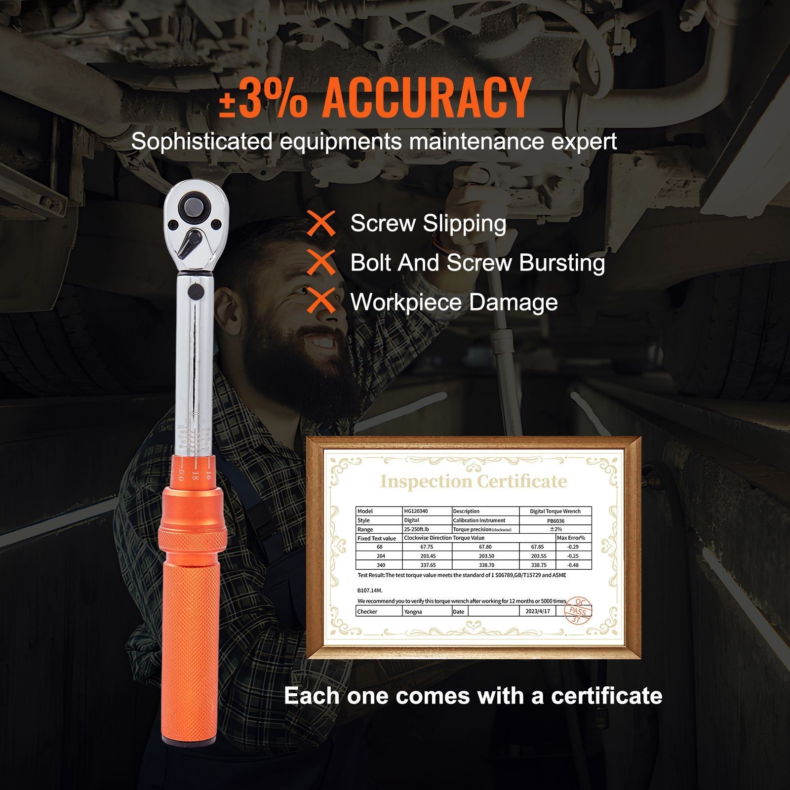 Torque Wrench Adjustable Dual-Direction set 1/4″ Drive 20-200ft.lb/3-23n.m