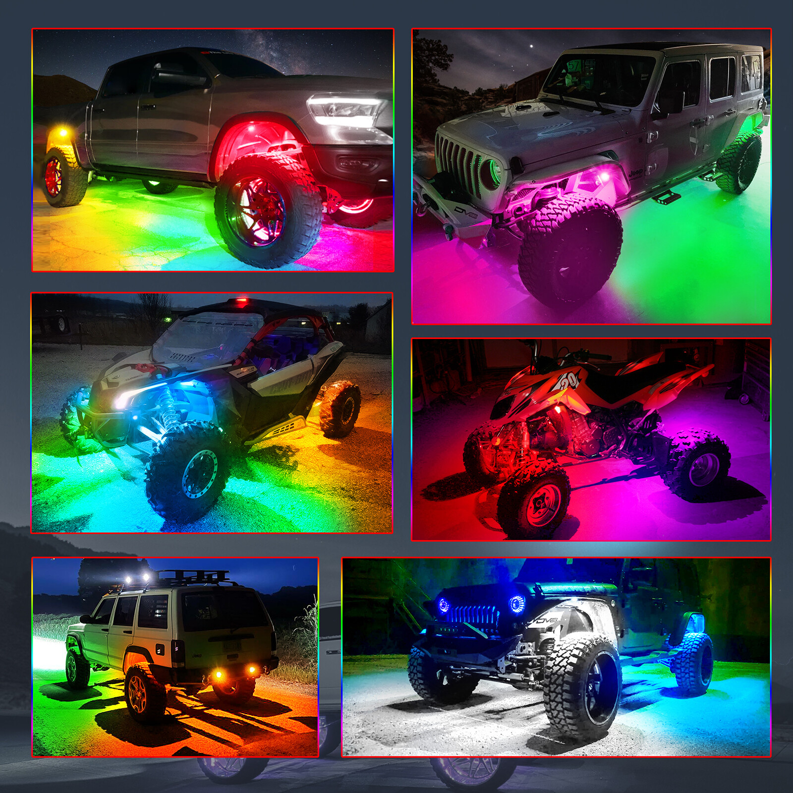 MICTUNING C2 RGB+IC Dream Color LED Rock Lights Kit, 8-24 Pods Underglow Lights