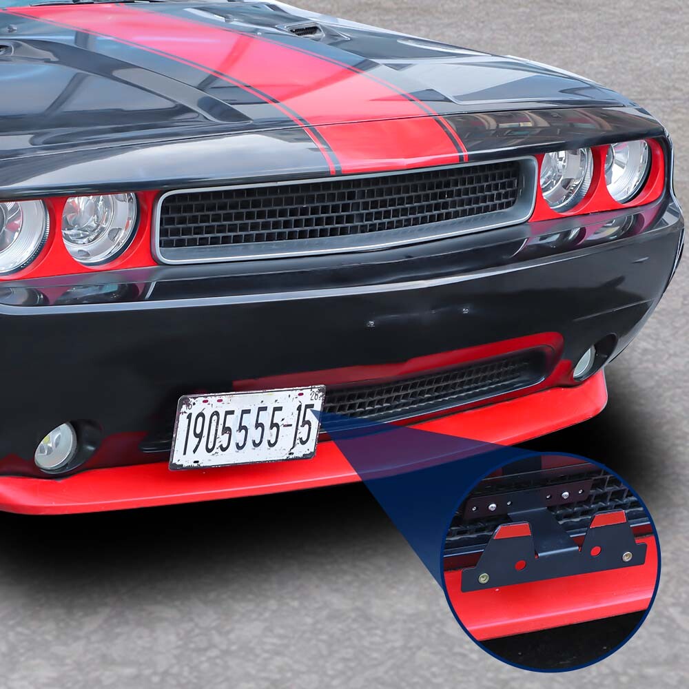 Black Front License Plate Bracket Holder Mount Stand for Dodge Challenger 09-14
