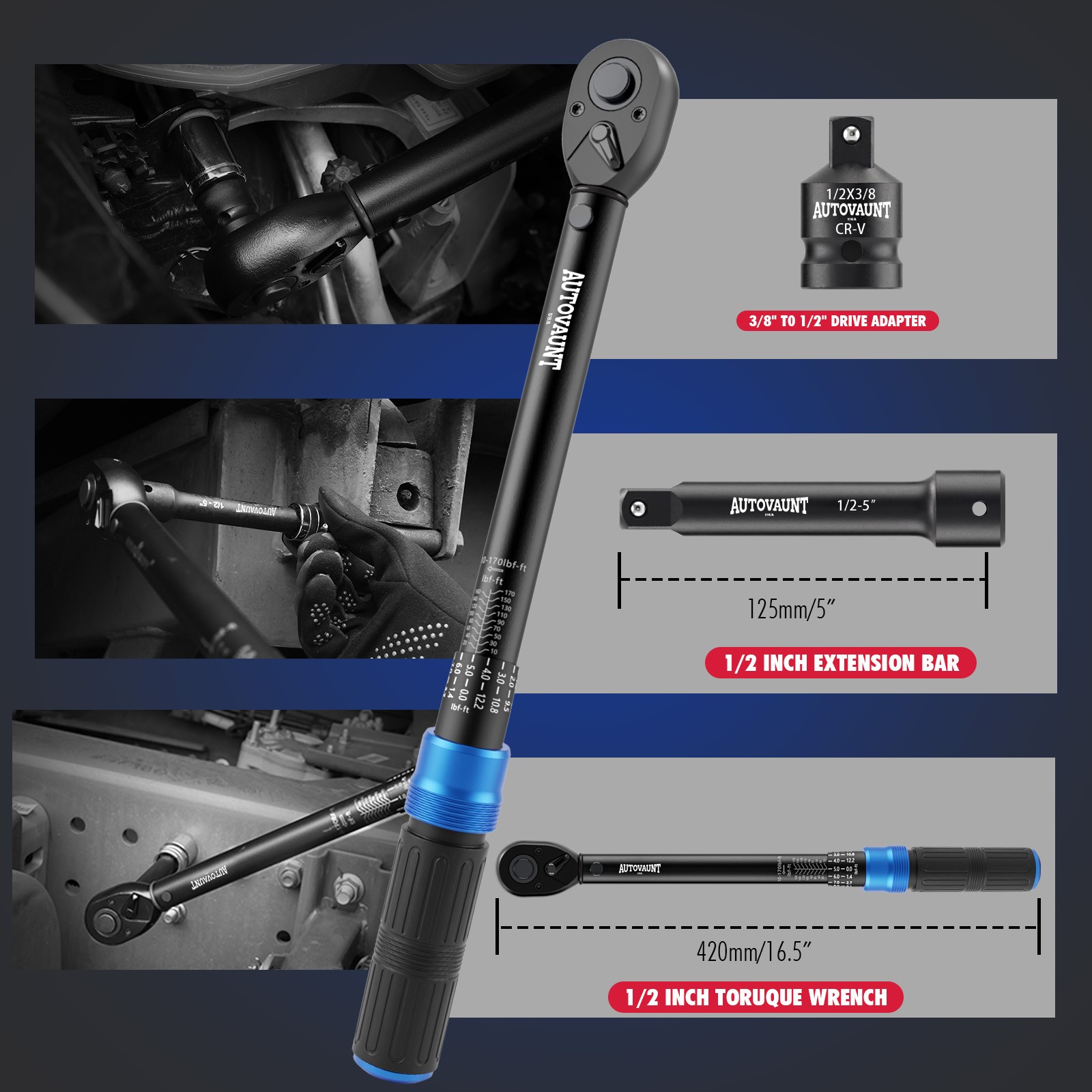 1/2″ Torque Wrench Snap Socket Professional Drive Click Ratcheting Father’s Day