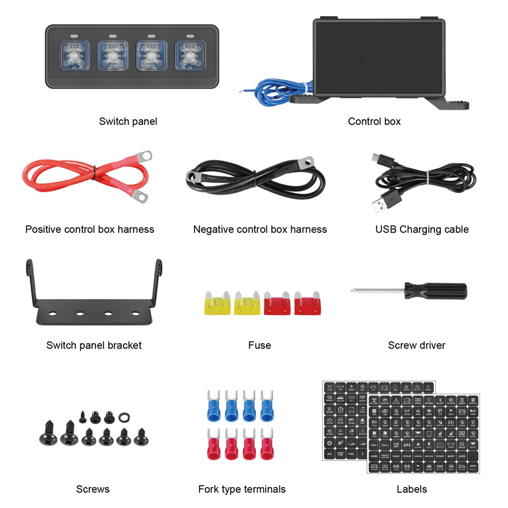 Wireless 4 Gang Switch Panel Circuit Control Relay System Pickup Truck SUV UTV