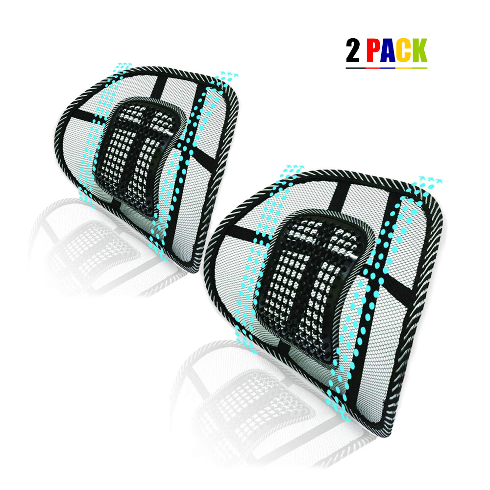 Universal 2x Mesh Back Support Lumbar Brace For Car Office Seat Chair Cushion