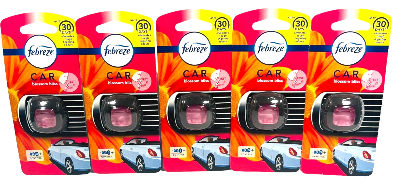 Febreze Car Vent Blossom Bliss Smell Last Up To 30 Days – LOT of 5