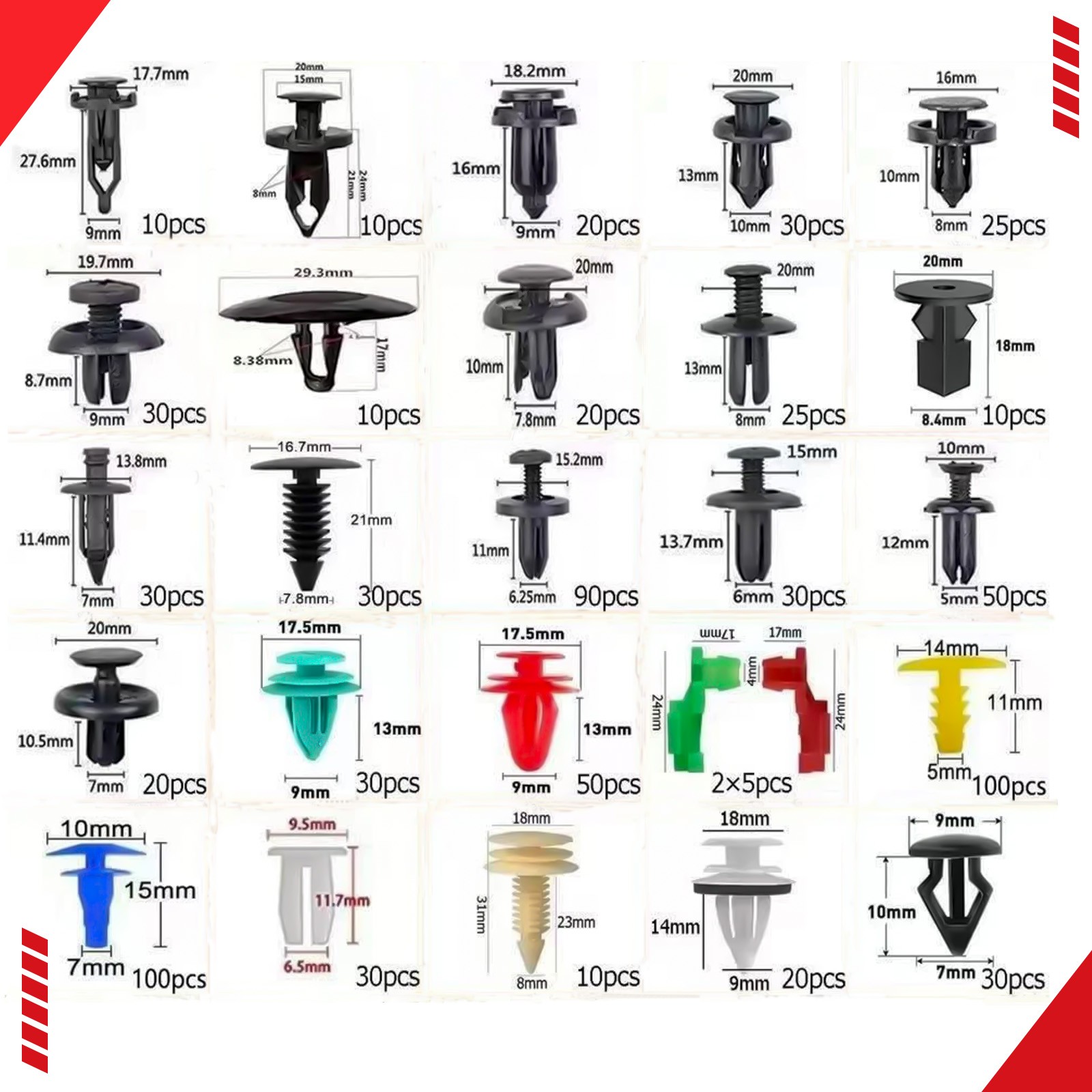 925pcs Auto Car Bumper Retainer Clips Kit Fastener Remover Push Pin Rivet Screw