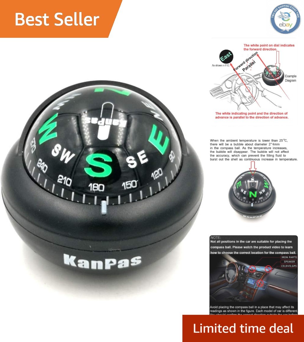 Versatile Waterproof Compass Ball for Cars & Boats – Easy Installation Included