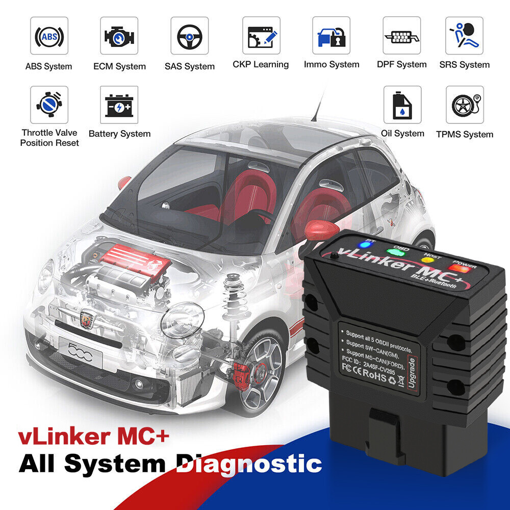 VLinker MC 4.0 Bluetooth Supports Android IOS OBDII Vehicle Diagnostic Tool V2.2