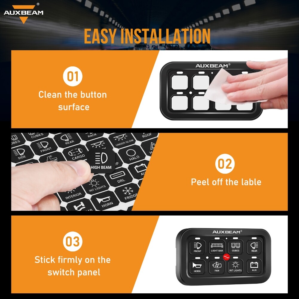 Auxbeam 120Pcs Switch Panel Sticker For BA80,GA80,BB80,GB80,BC60,GC60,AR-800 US