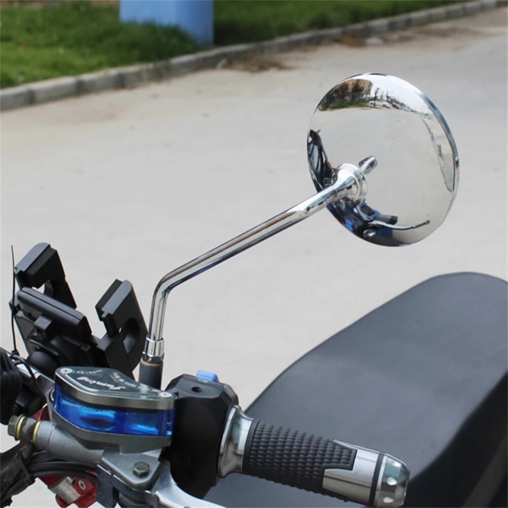 Motorcycle Chrome Round Rearview Side Mirror Universal For Vespa PX 125 Scooter