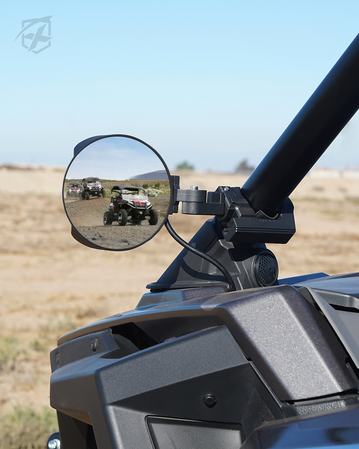 UTV Round Side Rearview Mirrors w/LED Spot Lights 1.5″-2″ Roll Cage RZR XP 1000