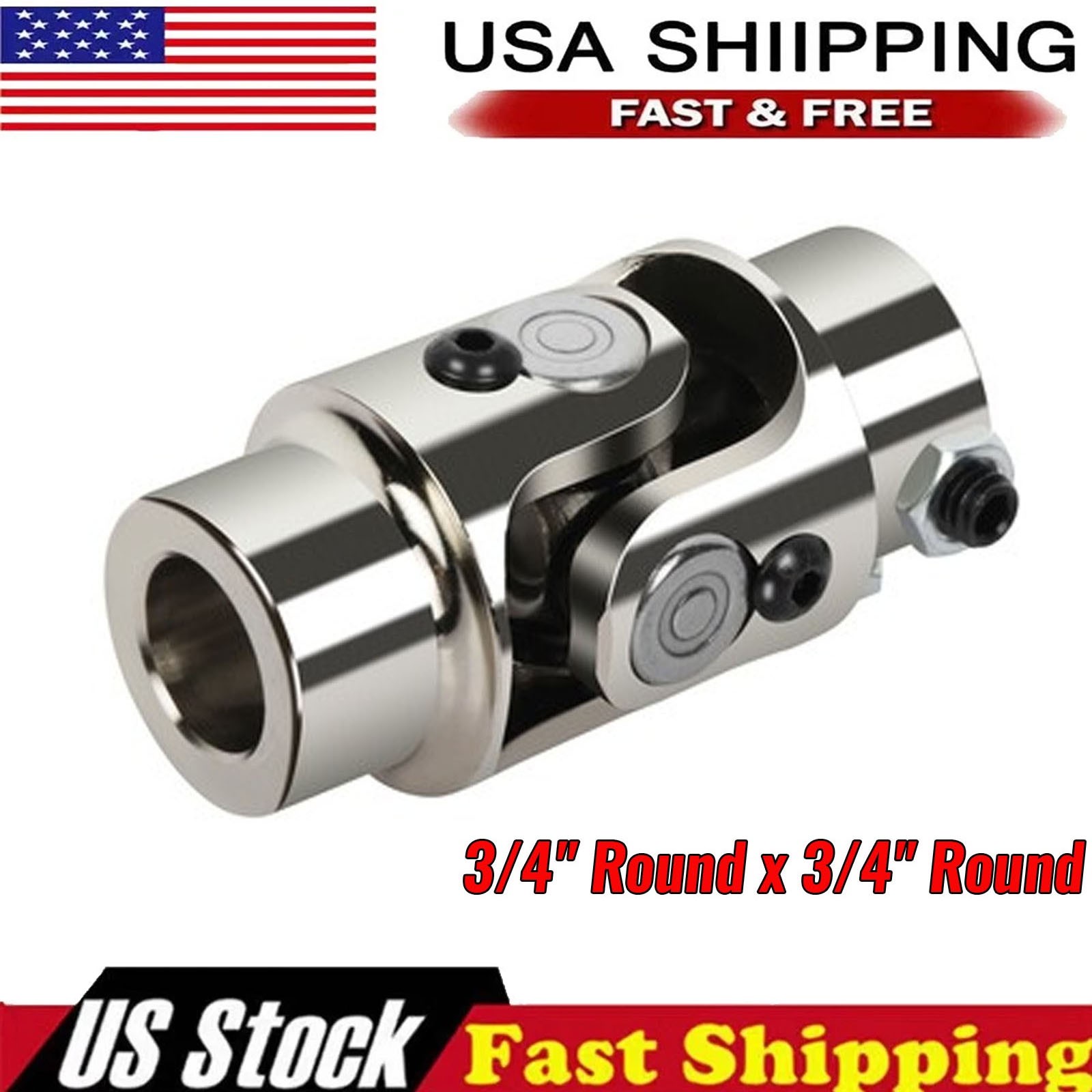 Single Universal Steering U-Joint Shaft Chrome Steel Round 3/4″ x 3/4″ Round