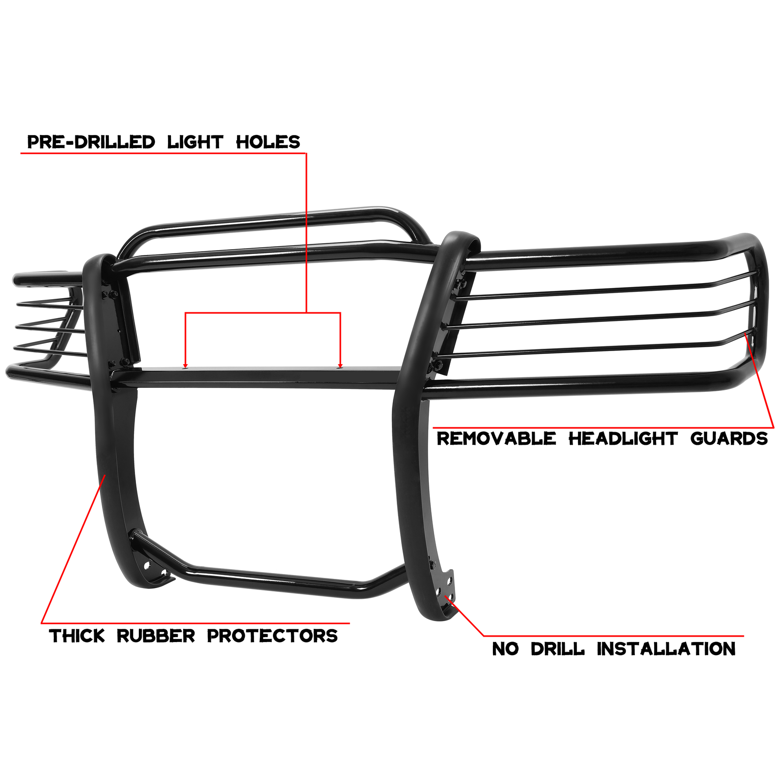 For 2006-2010 Ford Explorer Black Bumper Grille Brush Guard 4DR Powder coated