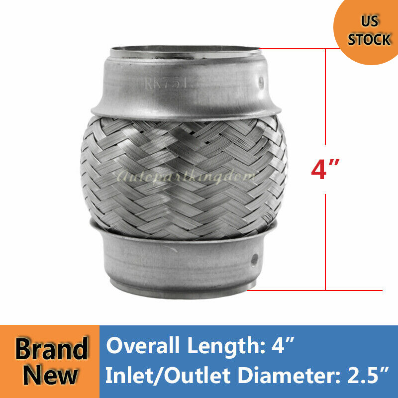 2 1/2 in. 2.5″ x 4″ Flex Pipe Exhaust Coupling Quality Stainless Heavy Duty