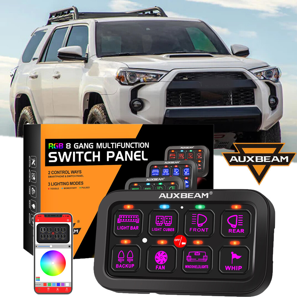 AUXBEAM 8 Gang AR-800 RGB Switch Panel LED Light Bar Pods bluetooth For Toyota