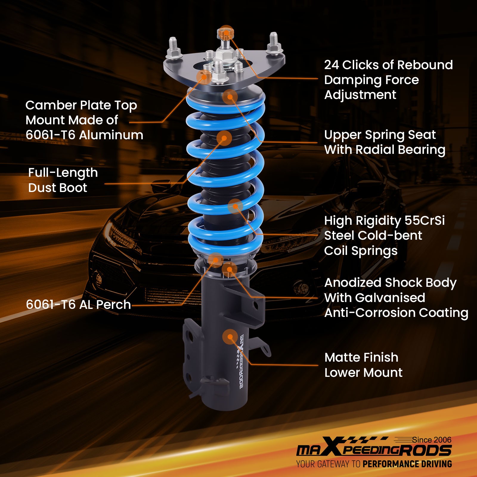 MaXpeedingrods T6 Coilover 24 Way Suspension Kit for Subaru Impreza GK GT 17-23