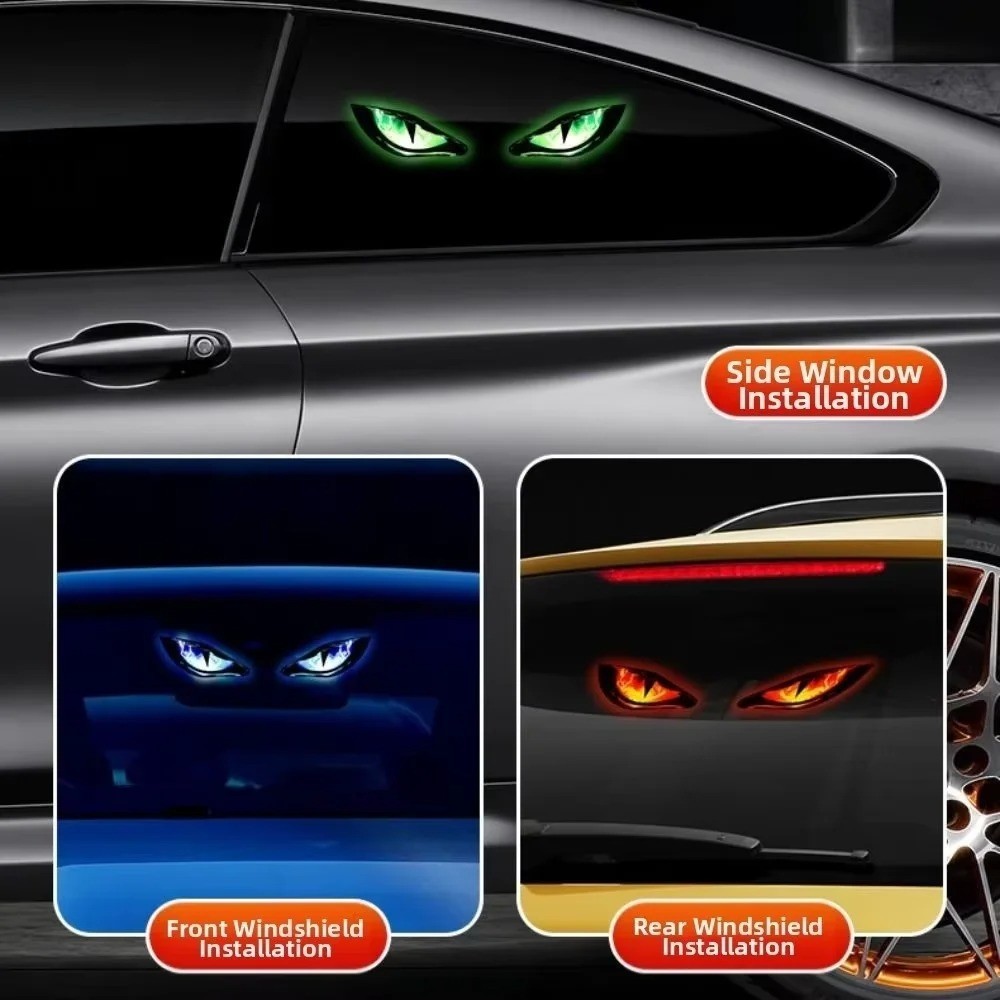 Universal Solar Car Demon Eye LED Flashing Warning Light Vehicle Safety Accessor