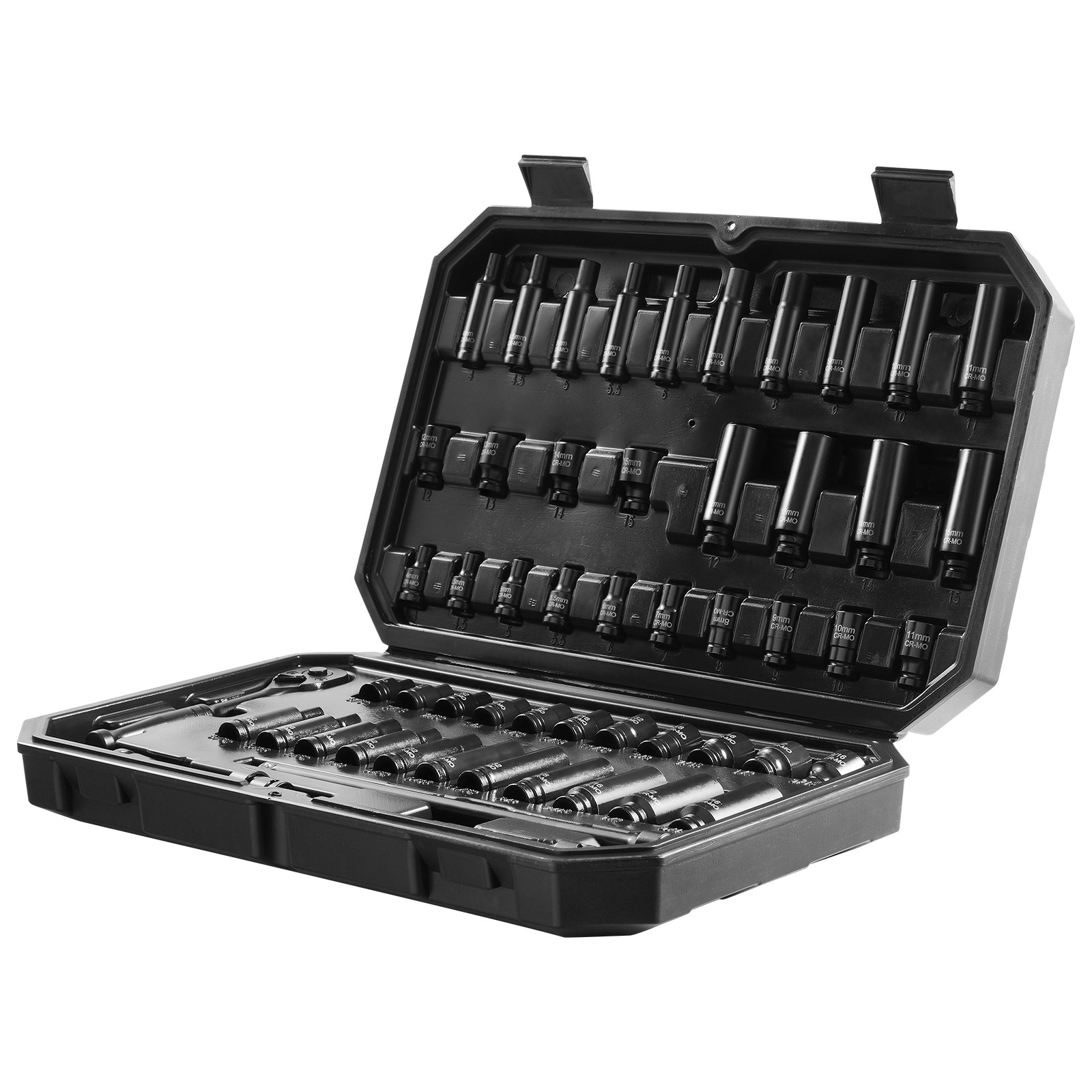 VEVOR Impact Sockets Set 55pcs 6-Point 1/4″ Drive Bit Ratchet Tool Kit Case