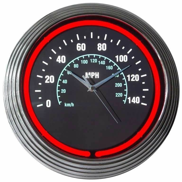 Neon Clock – Speedometer Style w/ Red Neon * High Quality * Free USA Shipping 😎