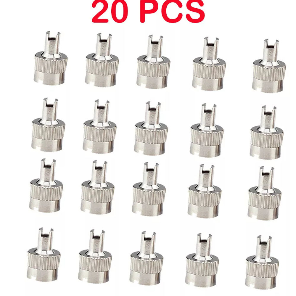 For Schrader Silver Metal Tire Valve Cap Seal Stem Core Remover Tool US -20PC