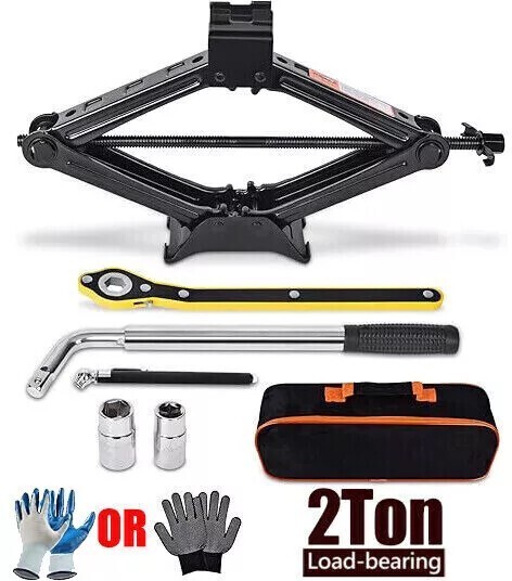 2 Ton，3 Ton Scissor Jack Handle Crank Wheel Lug Wrench Tool Kit Car Garage Tire]