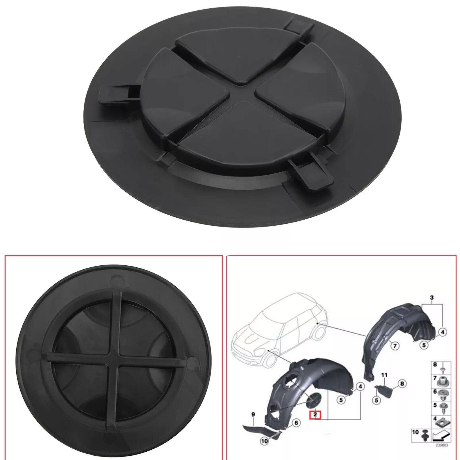 For MINI COOPER Mudguard Cover Fender Lining Bulb Cap #51772751776 Replacement