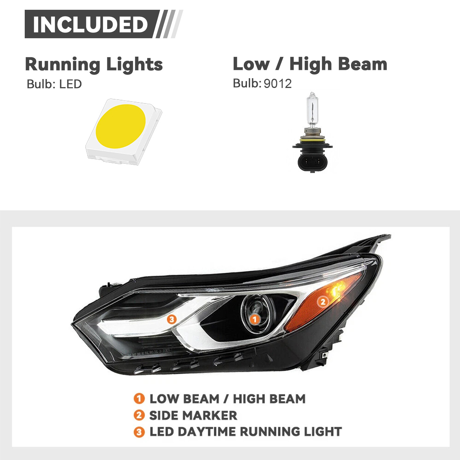 For 2018-2021 Chevy Equinox Halogen Headlight W/ Bulb W/ LED DRL Left Driver