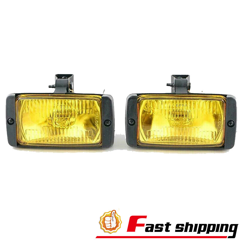 Pair 3″×6″ Yellow Glass lens Halogen Front Fog Light Lamp Rustproof Housing