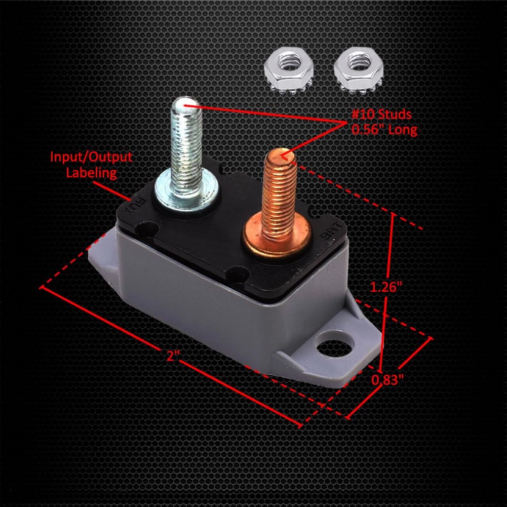 Ampper DC 12V – 24V Automatic Reset Circuit Breaker with Cover 30 Amp, 2 Pcs