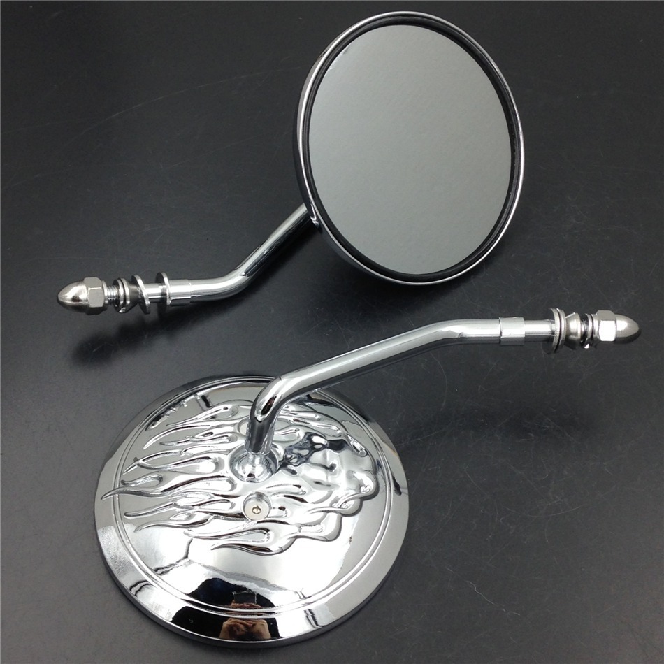 Side Mirrors For Harley Softail Dyna Sportster Touring Chrome Round RearView