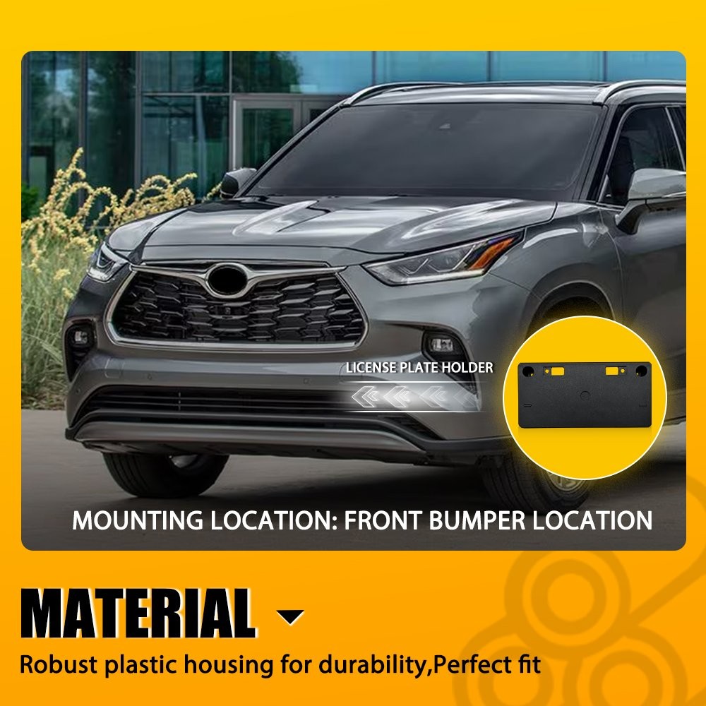 For Toyota Highlander 20-24 Front Bumper License Plate Bracket Tag Holder Mount