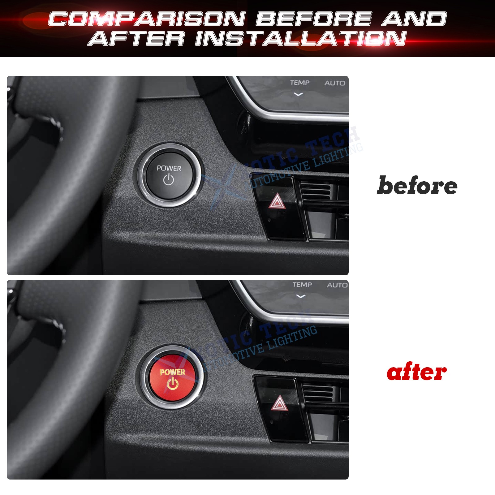Red Power Engine Start Stop Push Button Trim For Toyota Camry Tacoma Prius RAV4