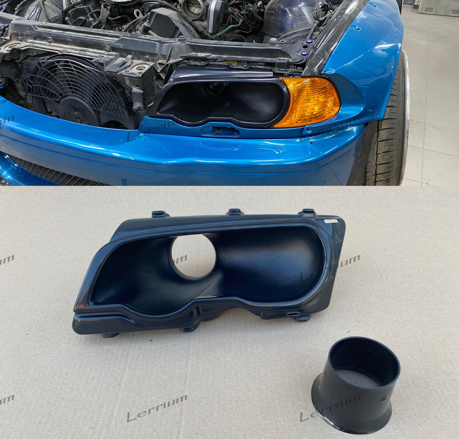E46 pre facelift 99-02 coupe cabrio & M3 left headlight duct cold intake 3″