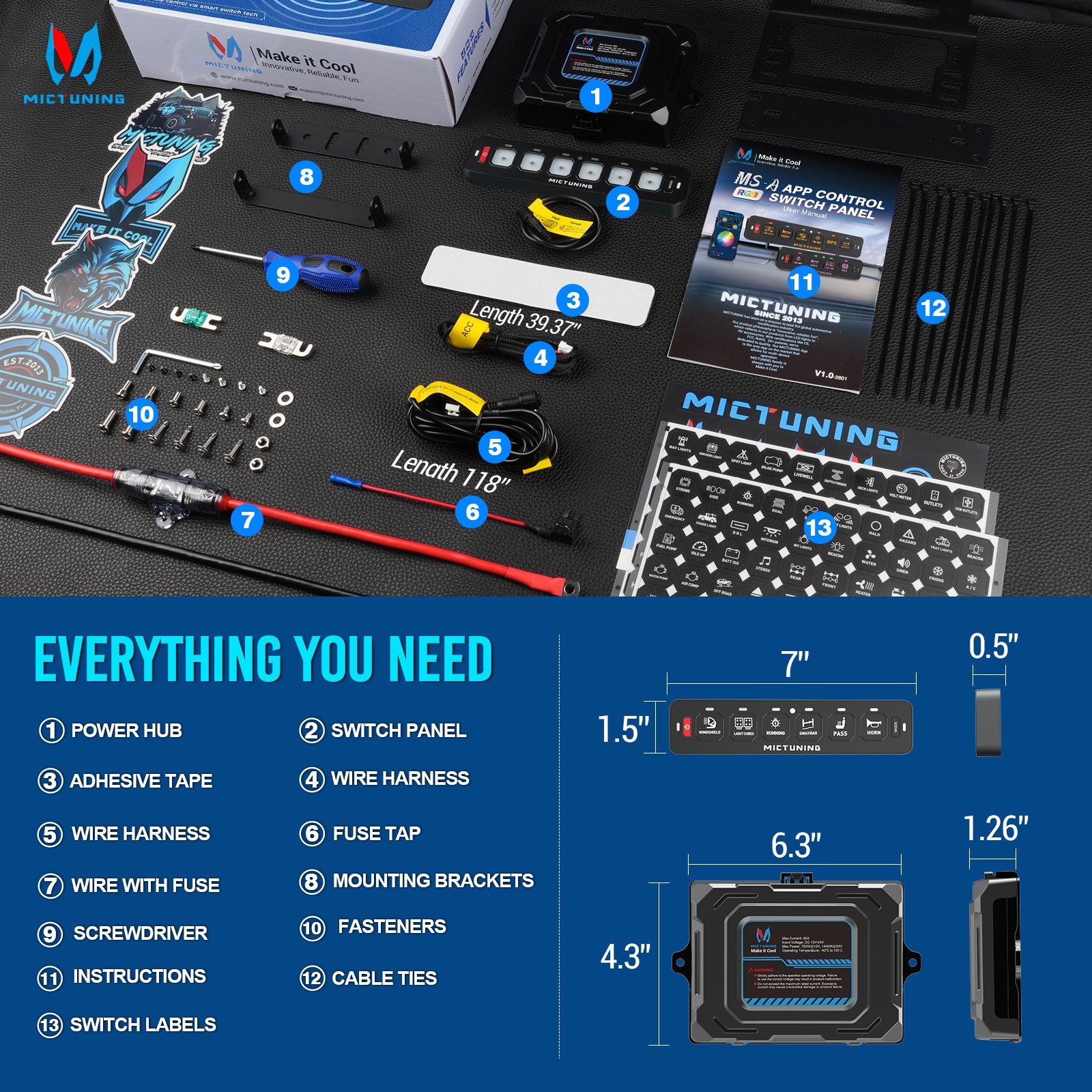 Universal 8 Gang Switch Panel On-Off LED Car Switch Panel Circuit Control 12/24V