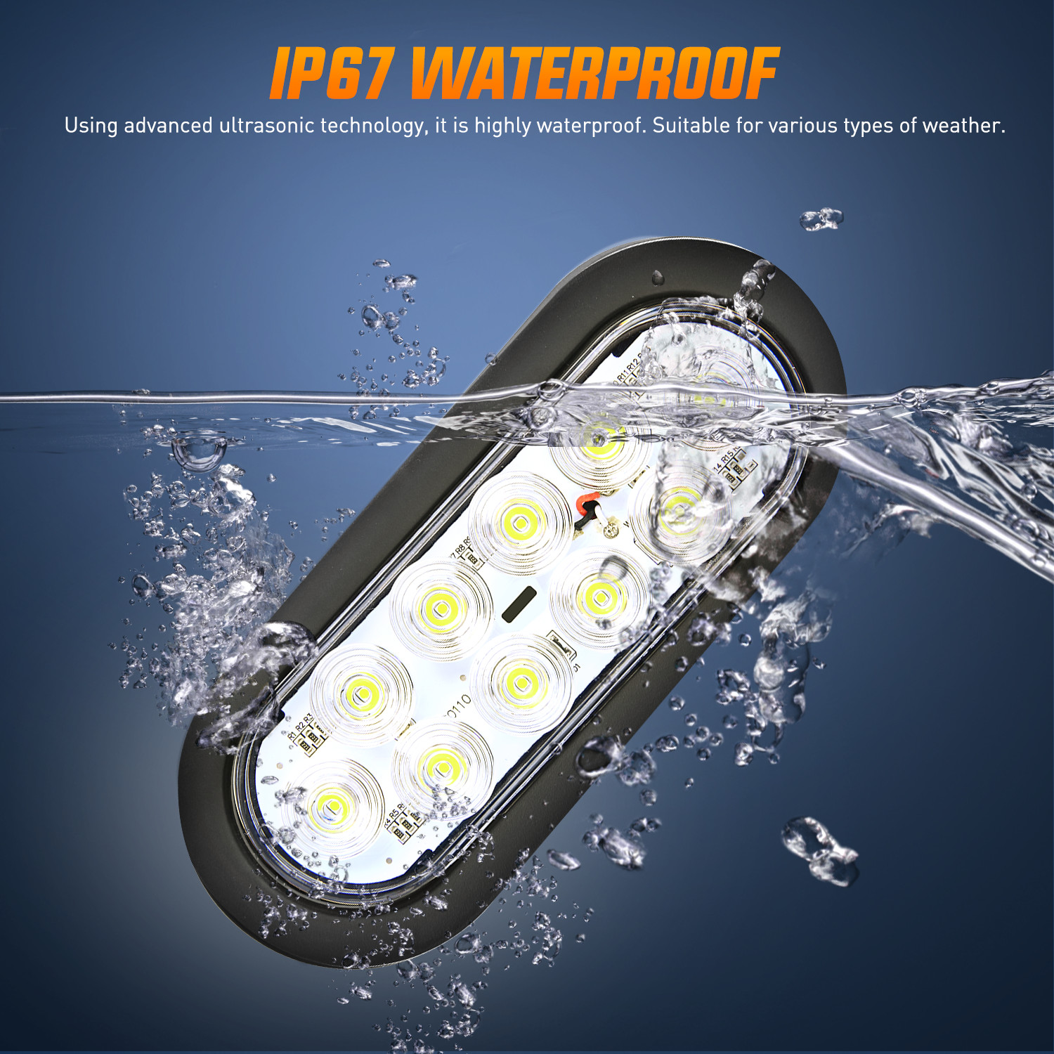 Nilight 6Inch Oval Trailer Tail Light 6PCS Red White 10LED IP67 Waterproof Light