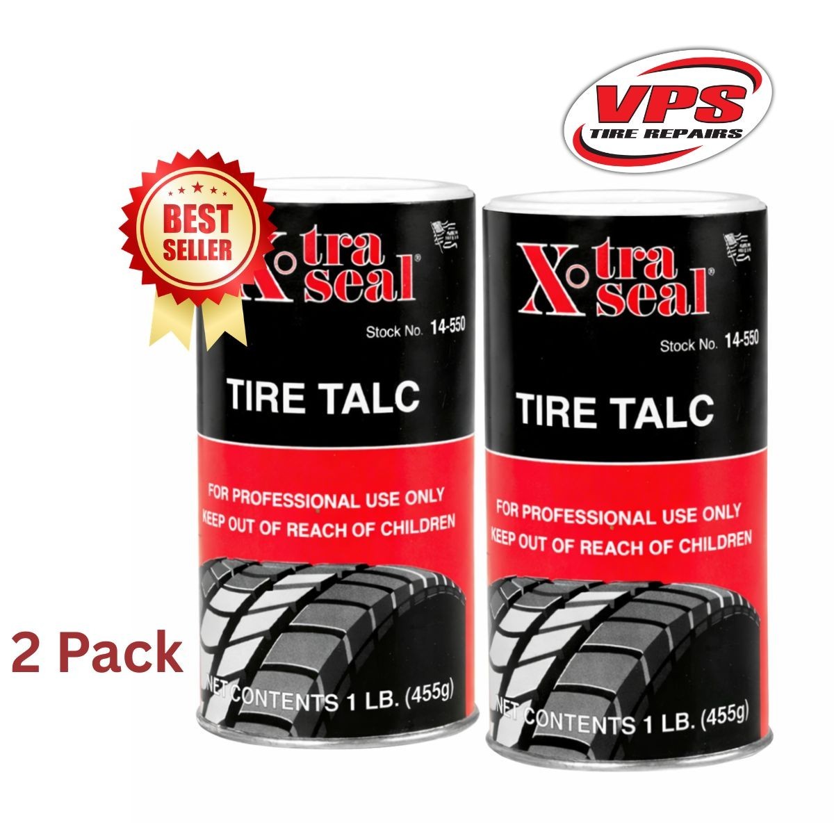 Xtra Seal Tire Talc 1 lb Powder Tube Installation Reduces Friction – 2 Pack