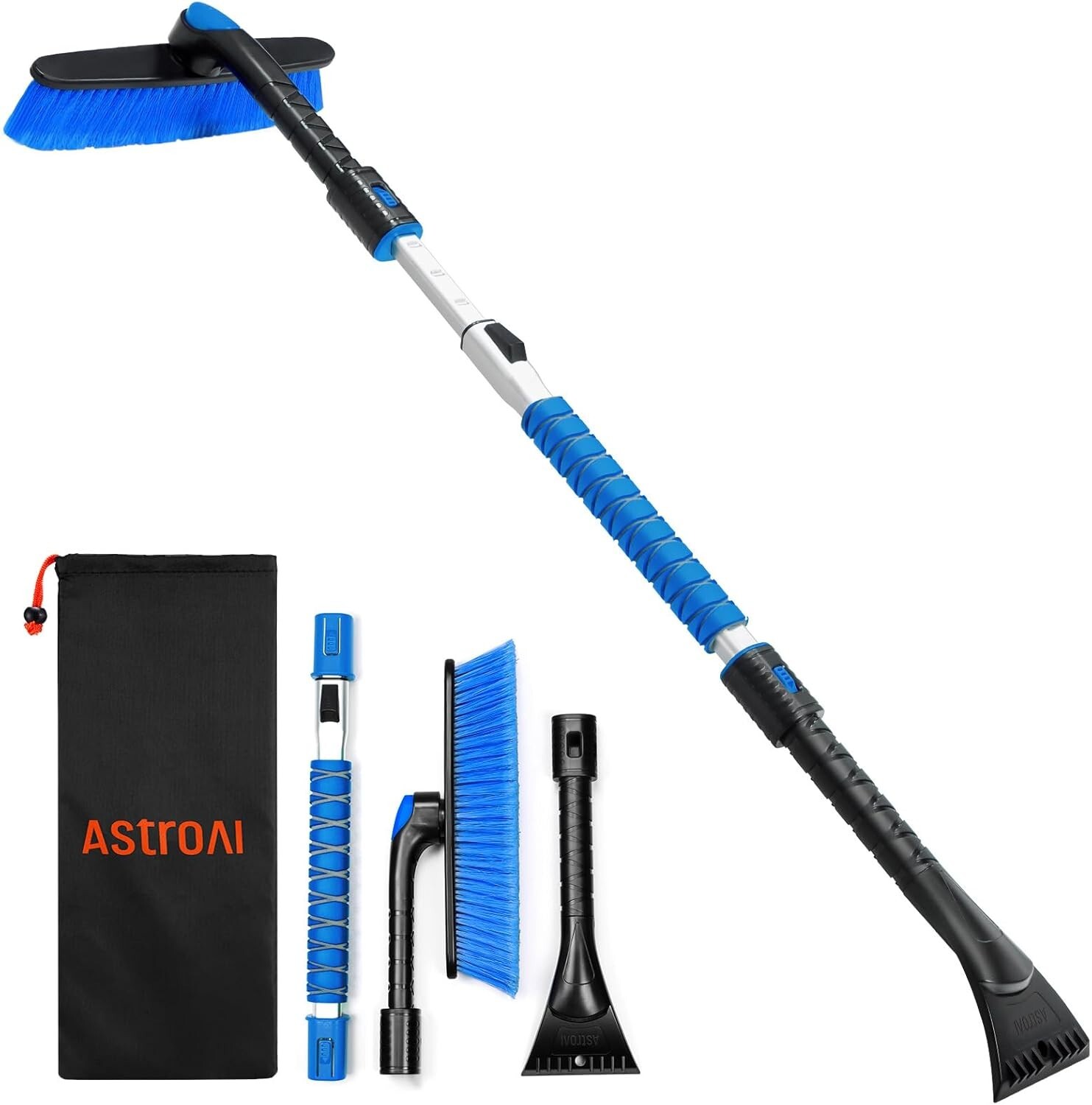 Multi-Limit Length Snow Brush with 360° Pivot Head for Complete Snow Clearance