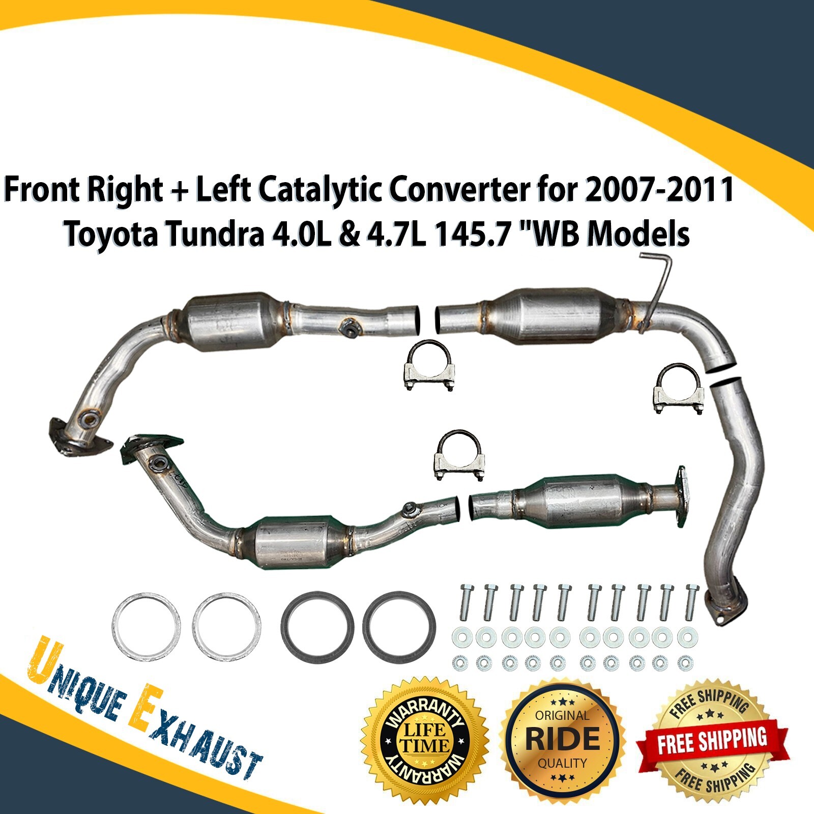 Right+Left Catalytic Converter for 2007-2011 Toyota Tundra 4.0L & 4.7L 145.7 “WB