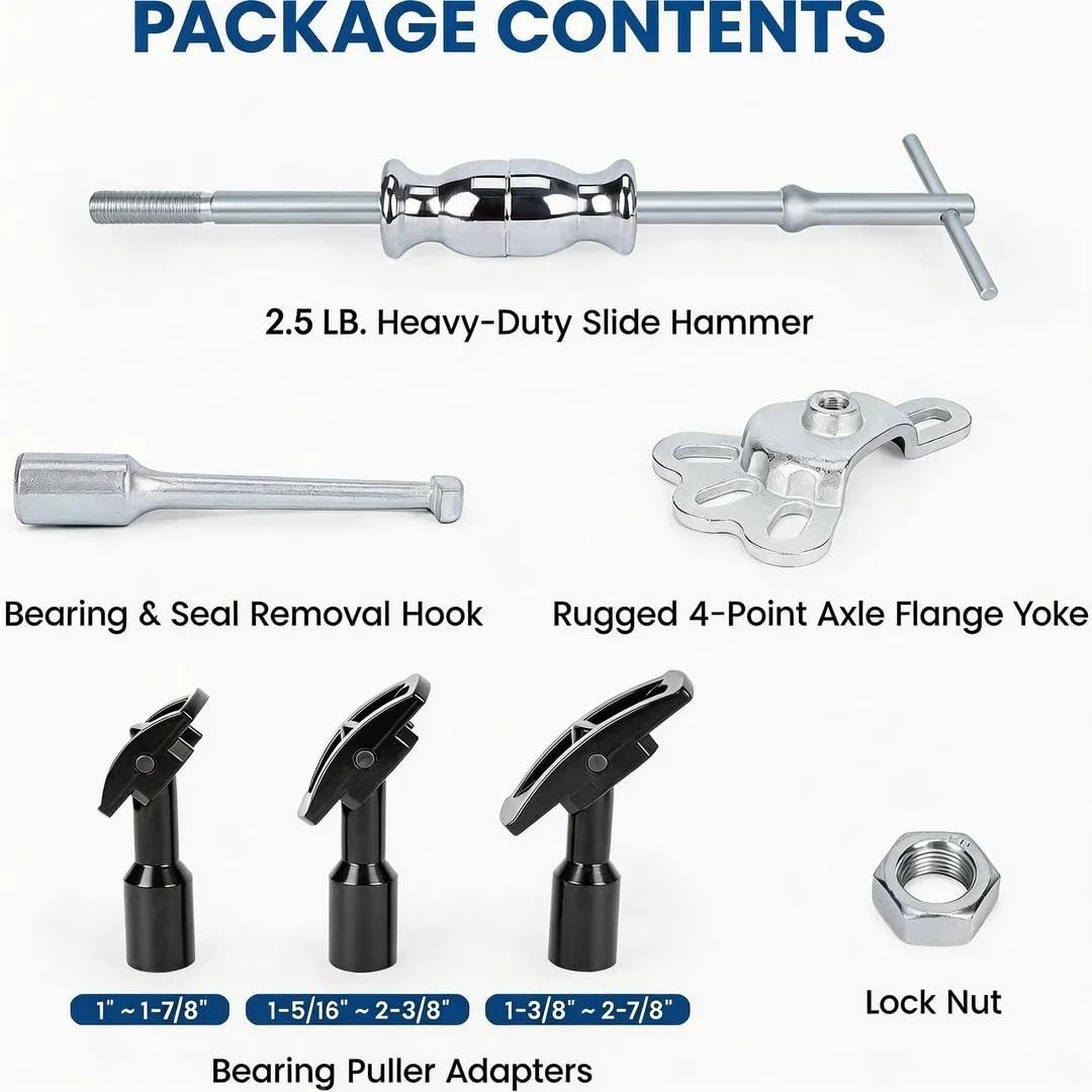 Alltooetools Rear Axle Bearing Remove Puller Tool Kit Black & Sliver