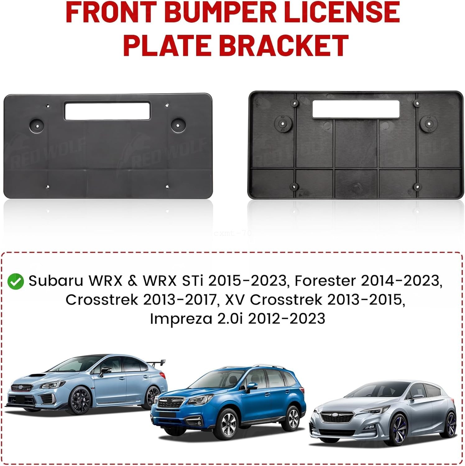 License Plate Bracket Tag Holder Front Bumper Mount For Subaru Forester 14-23