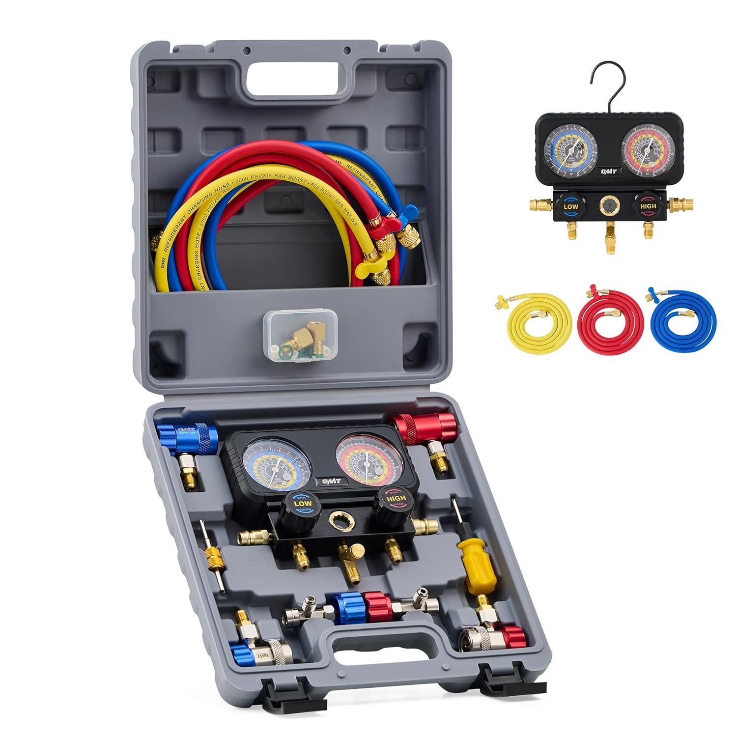 Orion Motor Tech AC Gauges, 3 Way Manifold Gauge Set for R1234yf R404a R134a…