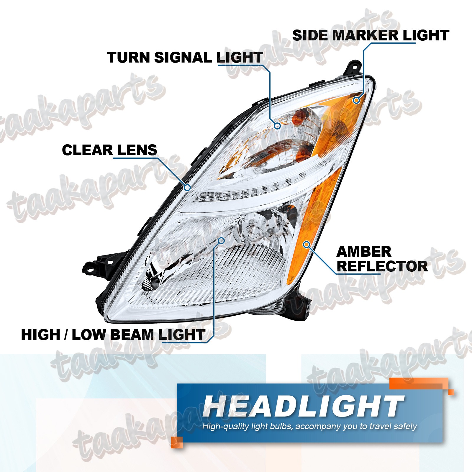 Headlights Headlamp Halogen Pair Right Left For 2006 2007 2008 2009 Toyota Prius