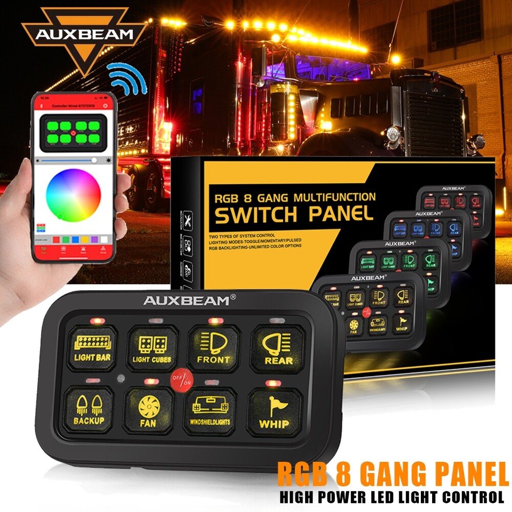 AUXBEAM AR-800 RGB 8 Gang Switch Panel APP bluetooth Control for Jeep Wrangler