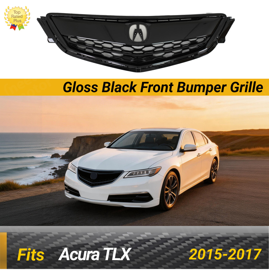 Gloss Black Front Bumper Grille Fits 2015 2016 2017 Acura TLX
