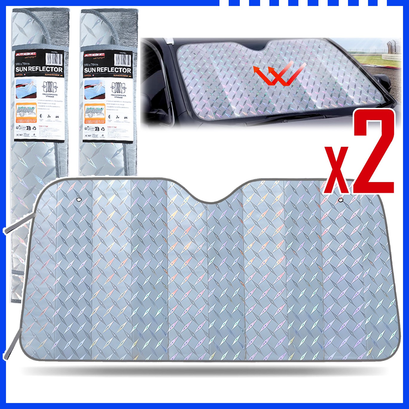 2 Sets Car Windshield Front Window Sun Shade Shield Cover Visor Block Universal