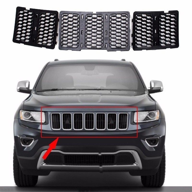 Black Mesh Grille Insert Kit Front Grill Cover For Jeep Grand Cherokee 2014-2016