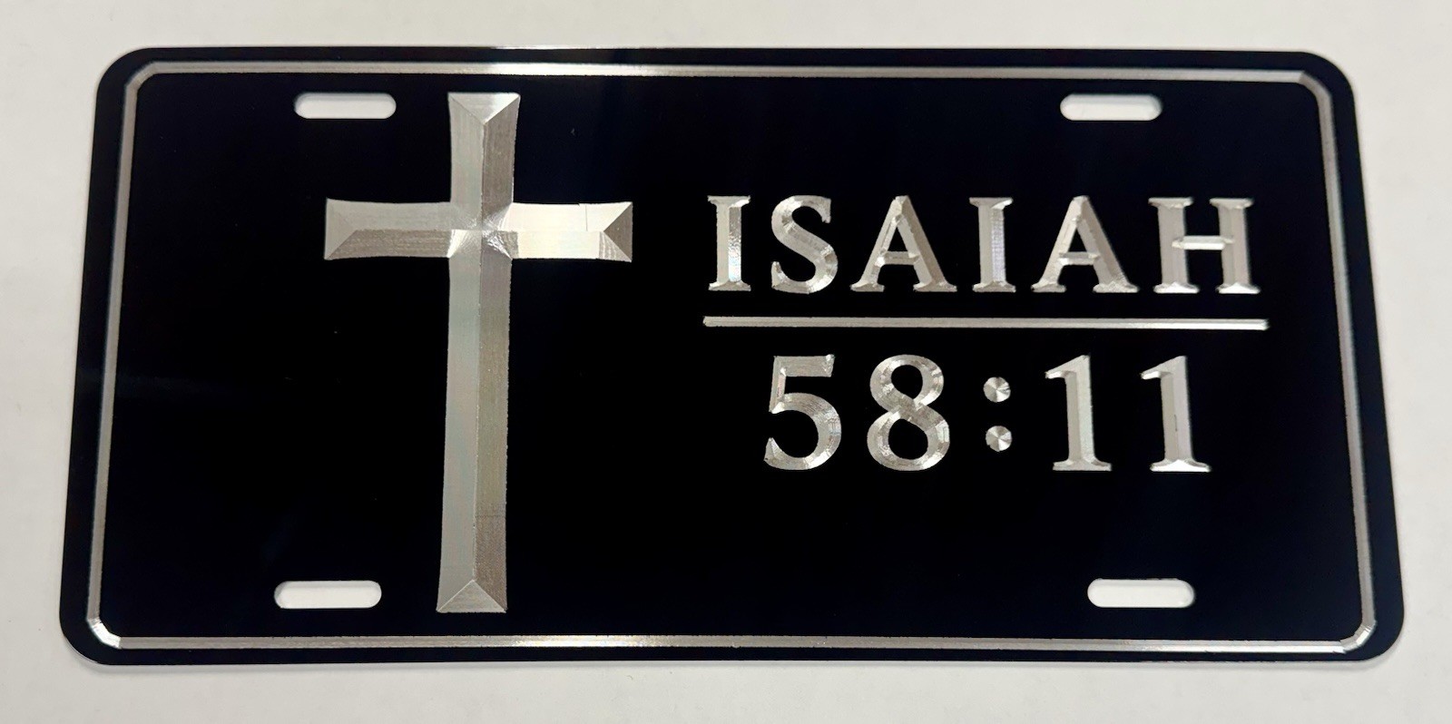 Custom Bible Verse Christian Cross Car Tag Diamond Etched Engraved License Plate