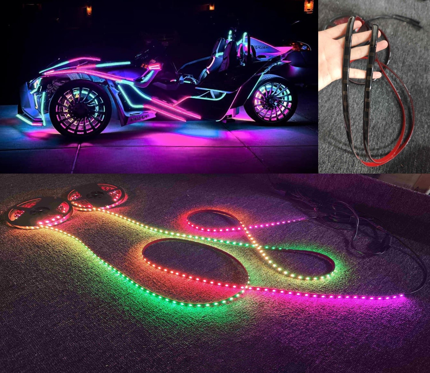 Tinted Dream Color Chasing 4PCS 2FT IP65 Light Strips Grill Underglow Slingshot